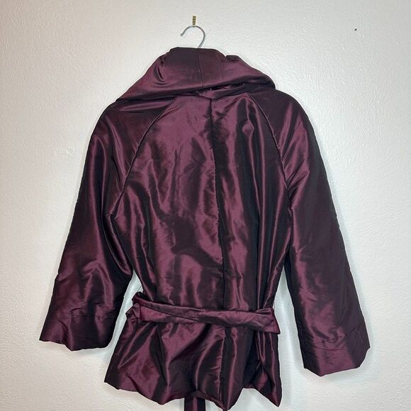 Lafayette 148 New York Purple Silk Wrap Jacket Tie Waist Kimono Petite/S Luxury - Picture 5 of 8